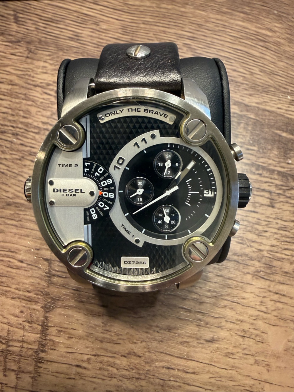 Diesel Men's Black and Silver Multi-Dial Chronograph Watch